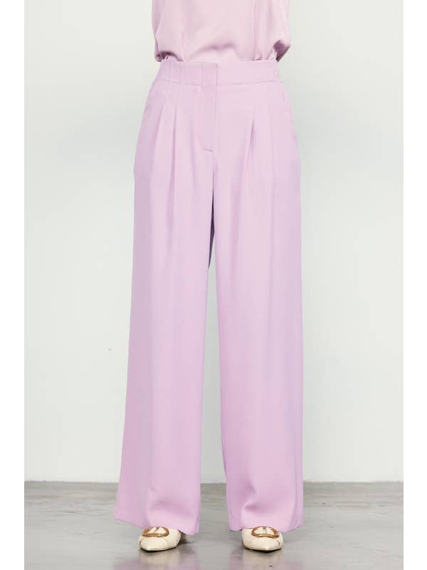 SKIES ARE BLUE - Wholesale Pants - Women's - Recycled Pintuck Wide Leg Pants
10