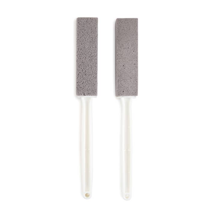 2pc Long Handle Pumice Stone Toilet Brush - White for wholesale by Core Home