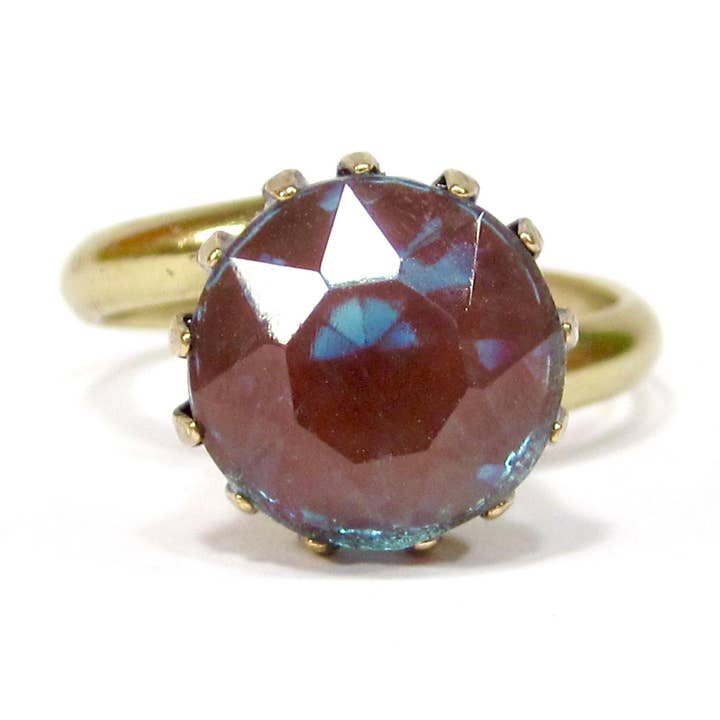 Bague en verre saphir antique or rond 11mm facetté pour la vente par SoHo Schmuckmanufaktur