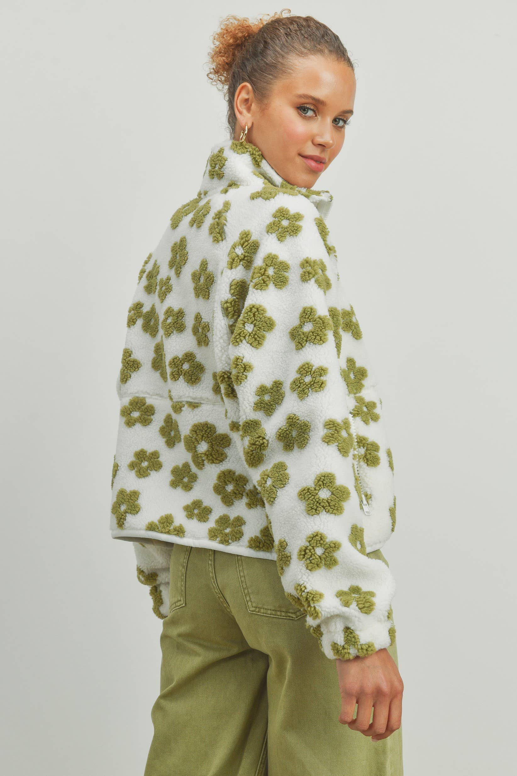 BUTTERMELON - Wholesale Fleece - Women's - Fall Daisy Flower Pattern Fleece Sherpa - BMJ700820