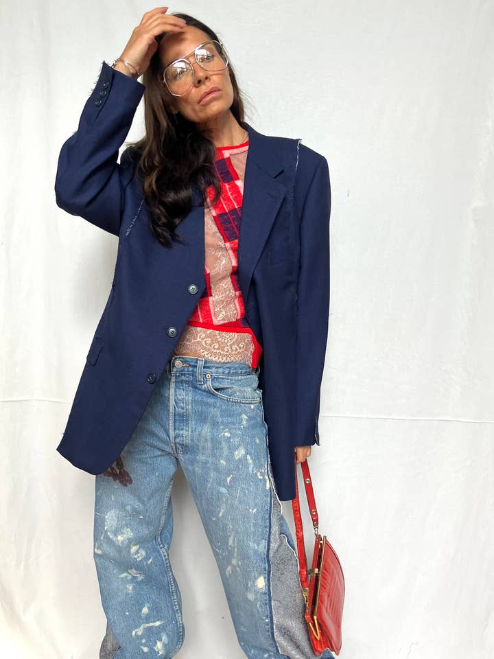 Raw-Edge Artisanal Blazer Jacket One-of-a-Kind (IN STOCK) for wholesale by LOLADARLING