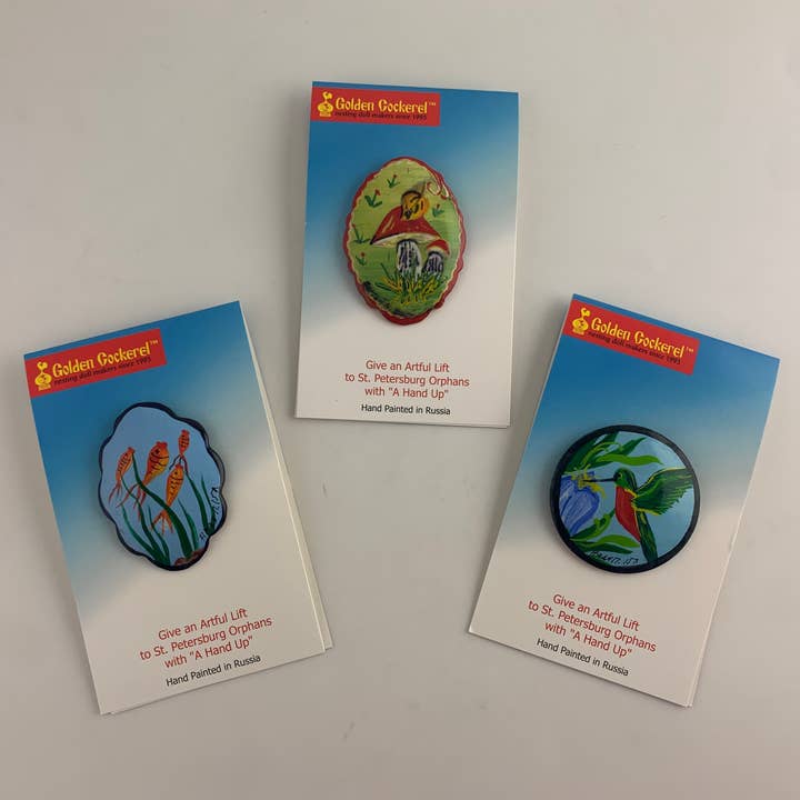 Hand-Painted Pin by Russian Orphans - Proceeds to Orphanage for wholesale by Golden Cockerel
