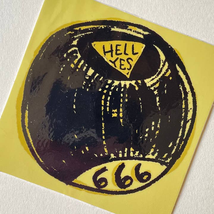 Magic 666 Ball vinyl sticker for wholesale by Allison Fretheim Art