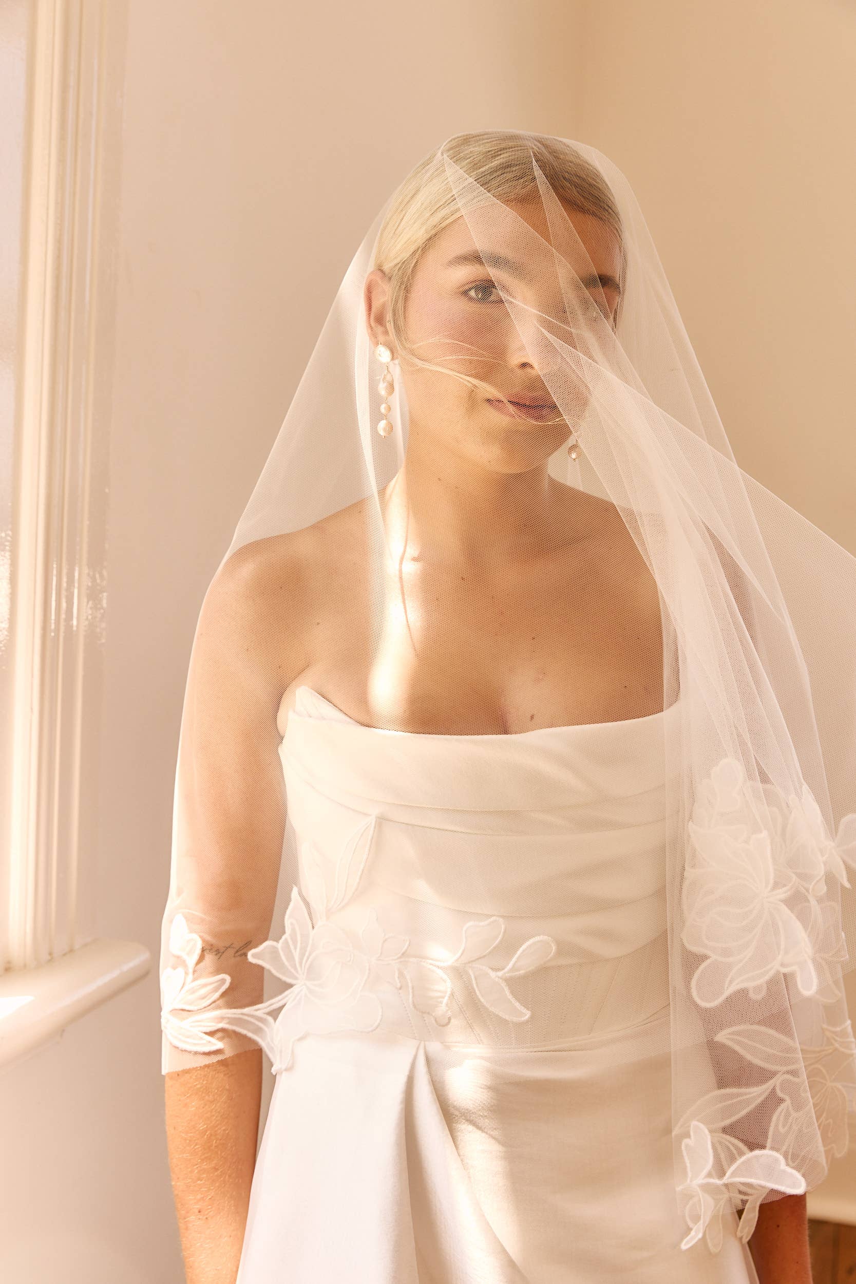 Dove Grey Accessories - Wholesale Veil – Women’s - Sage Embroidered Drop Veil4