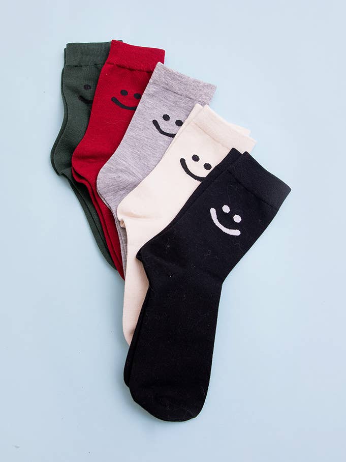 Fun Happy Face Crew Casual Socks 😊 for wholesale by Leto Accessories