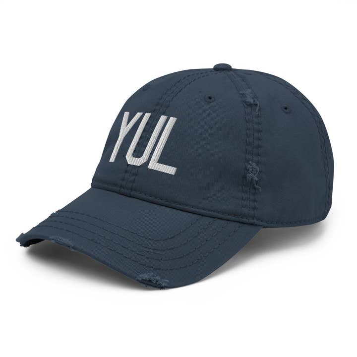 YUL Montreal Quebec Distressed Dad Hat for wholesale by YHM Designs