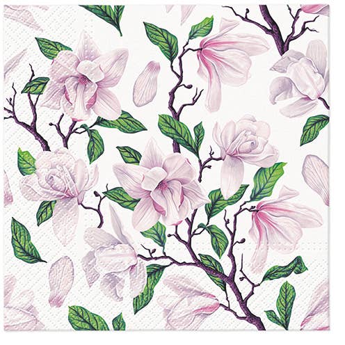 European Excellency - Wholesale Disposable Napkin - Magnolia Lunch Napkins - Floral Paper Napkins