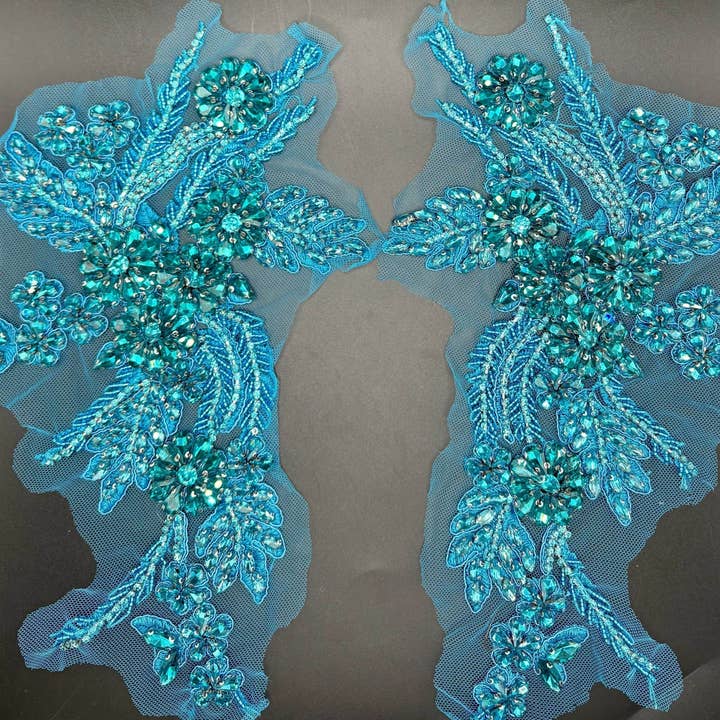 Appliques with Glitz - Wholesale Patch - Rhinestone Applique Pair (Various Colors)12