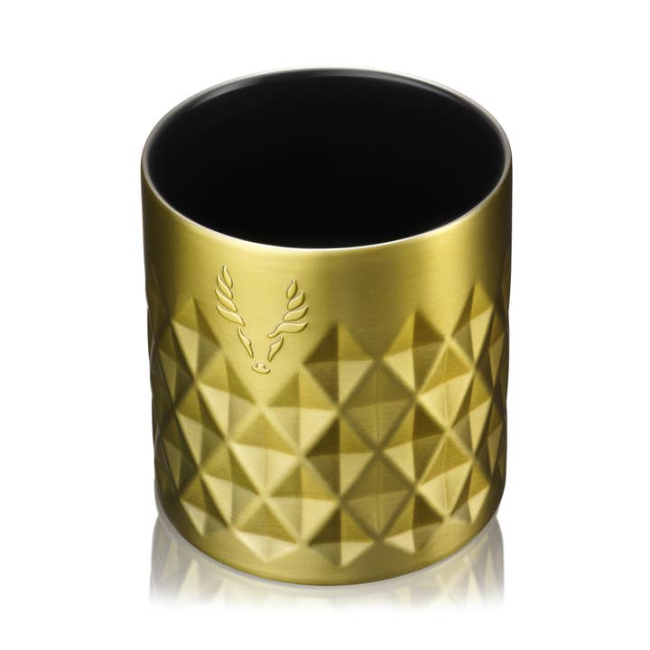 Viski - Wholesale Cocktail/Liquor Glass - Paragon Insulated Double Walled Rocks Tumbler w/ Lid - Gold