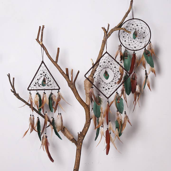 Crystolver - Wholesale Dream Catcher - Geometric Boho Dreamcatcher with Feathers