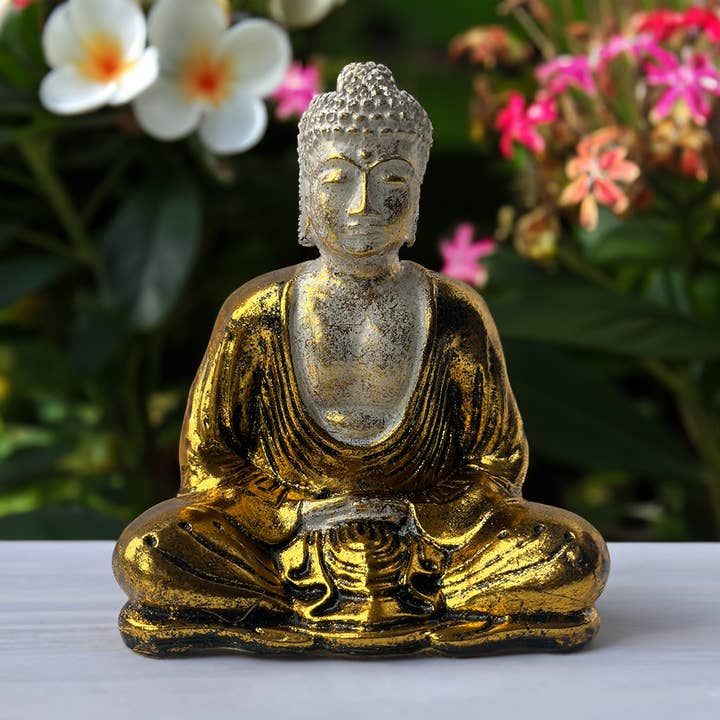 Gold and White Sitting Buddha, 14cm for wholesale by VIE