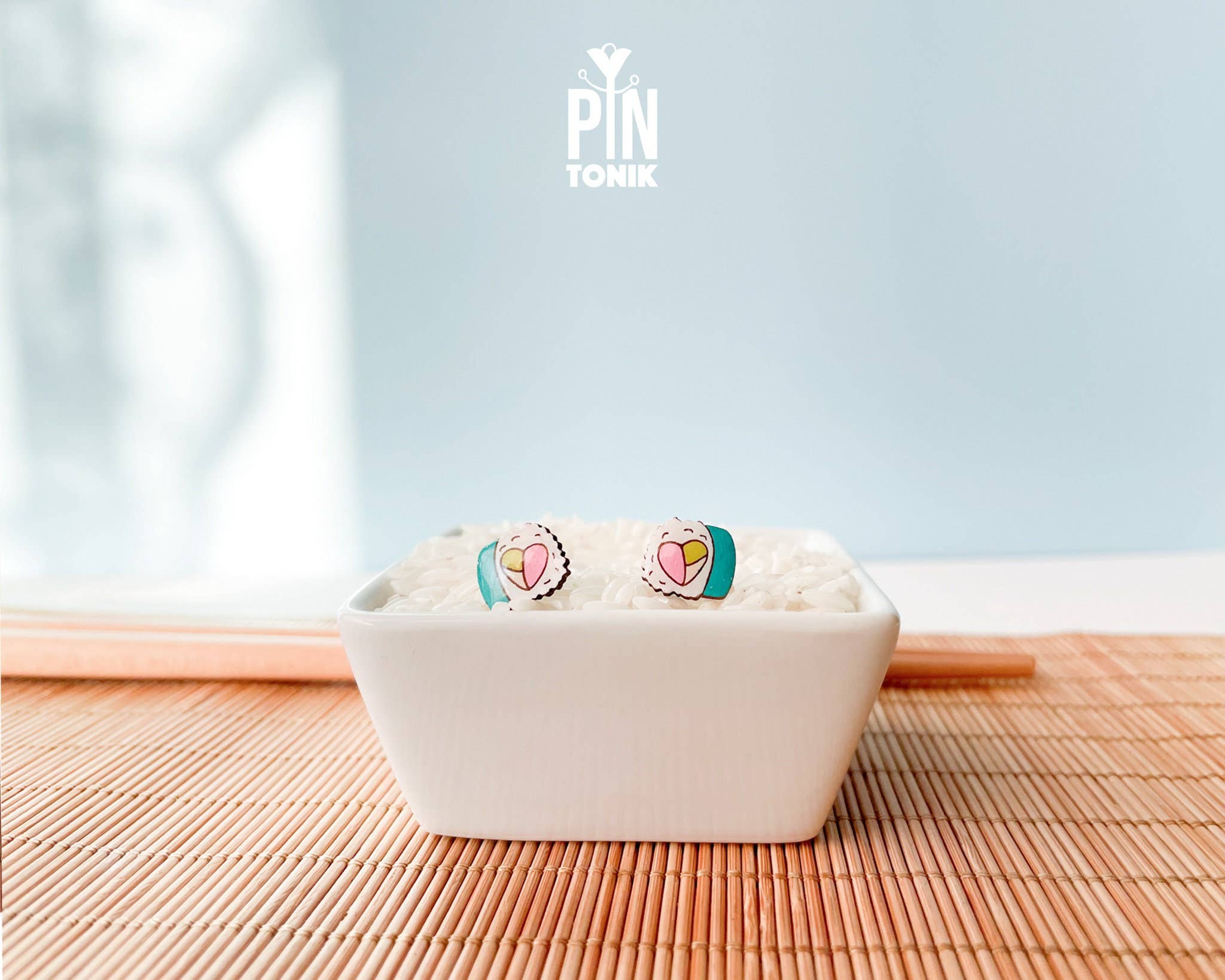 PinTonik - Wholesale Stud/Post Earrings - Quirky Sushi Stud Earrings - Wooden Food Jewelry0