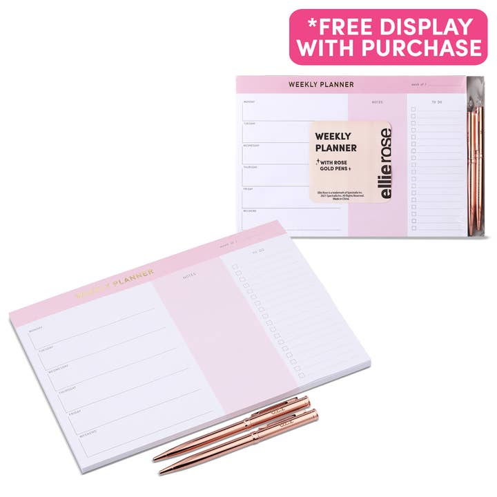 Weekly Planner Pad +2 canetas de ouro rosa por atacado de Ellie Rose