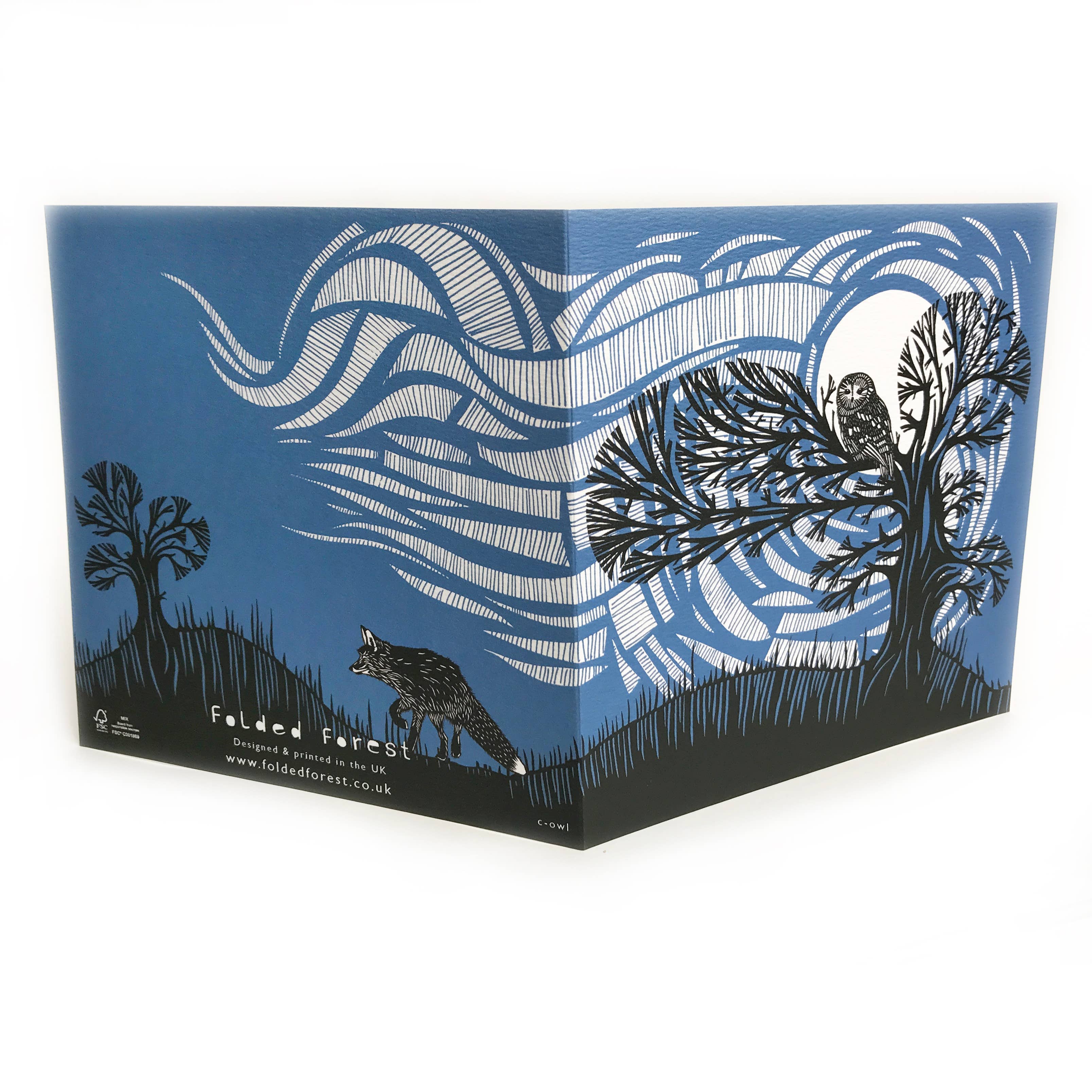 Folded Forest – wholesale Everyday greeting card – Greetings Card - Owl1
