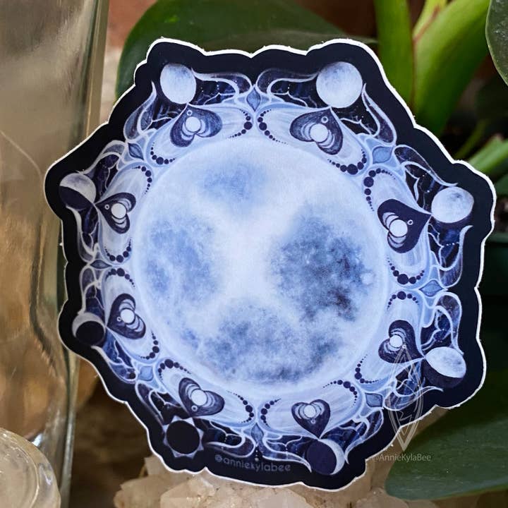 Moon art sticker for wholesale by Annie Kyla Bennett Art