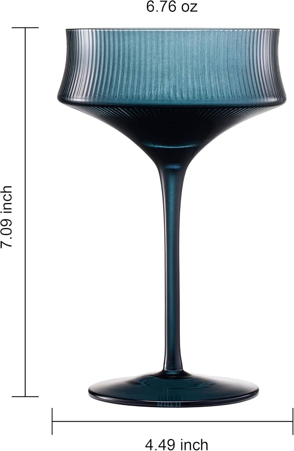 The Wine Savant /  Khen Glassware - Wholesale Cocktail/Liquor Glass - Colored Vintage Art Deco Coupe Glasses - Martini Set of 61