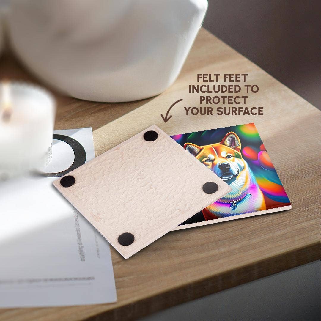 3dRose - Vendita all'ingrosso Sottobicchiere - 3dRose, Splendido ritratto di cane Shiba Inu. Regalo di pittura digitale fantasy, Sottobicchiere3