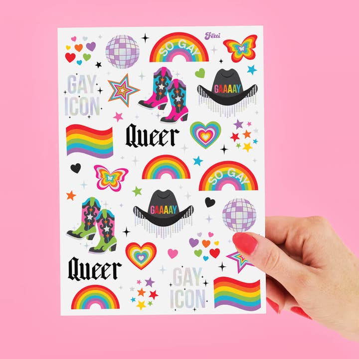 xo, Fetti - Wholesale Temporary Tattoo - Gay Icon Tats - 52 temporary tattoos, Pride party decorations