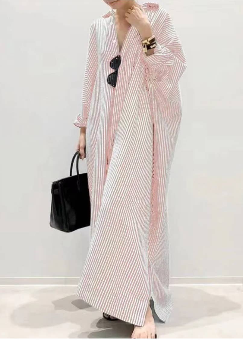 Serenity Collective - Wholesale Dress - Women's - Stripe Shirt Maxi Dress4