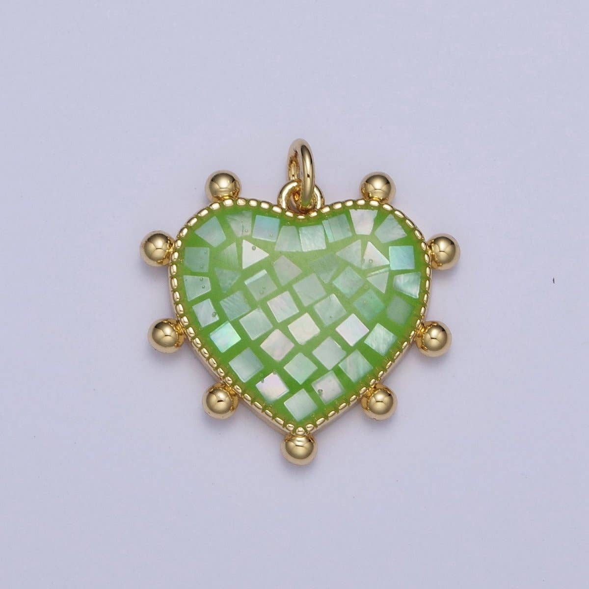 Aim Eternal - Wholesale Individual Charm/Pendant - Purple, White, Pink, Teal, Green, Blue Shell Opal Beaded Heart Love Charm For Jewelry Making AG062 - AG0674