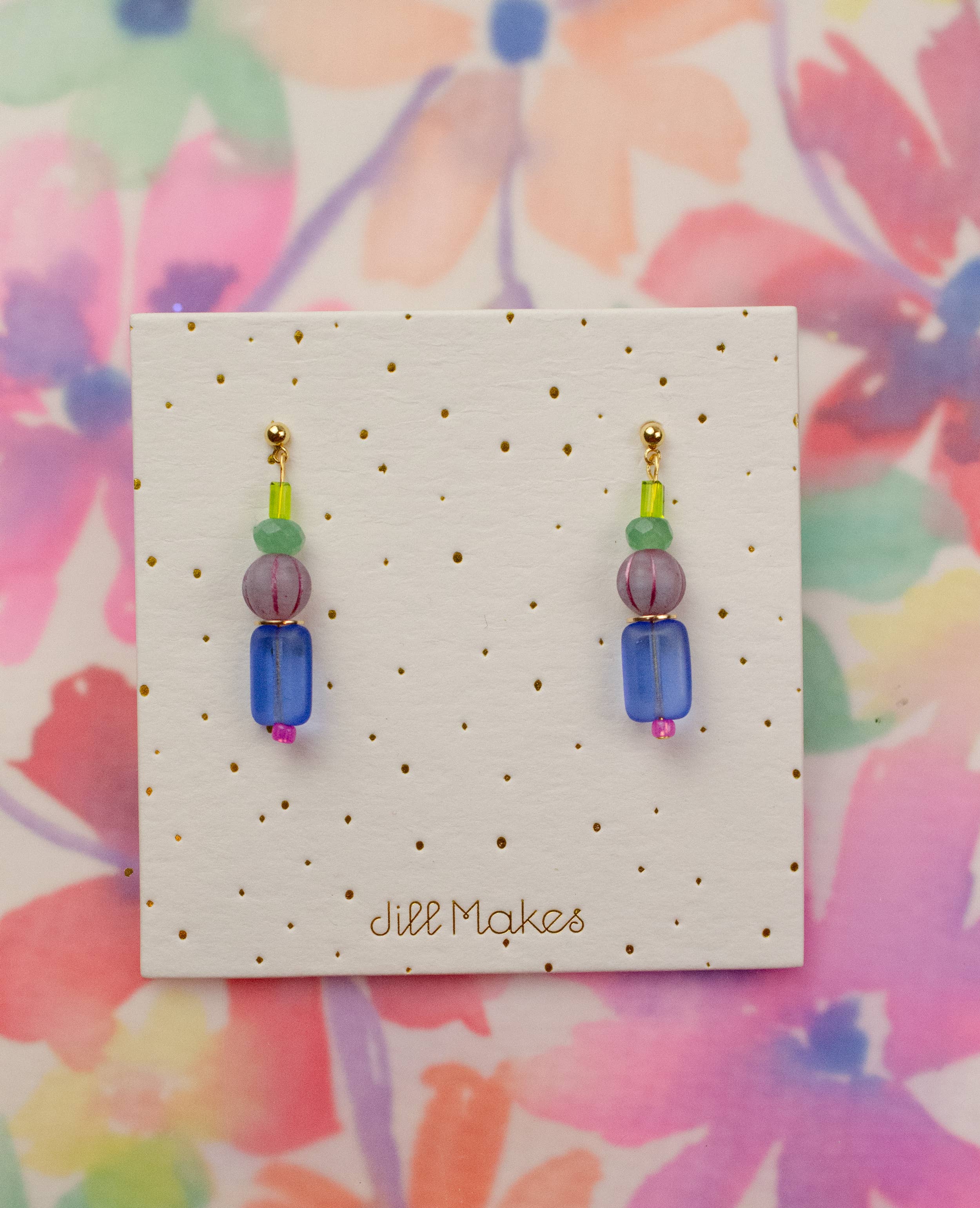 Jill Makes - Vendita all'ingrosso Orecchini pendenti - Orecchini con perline multicolori blu1