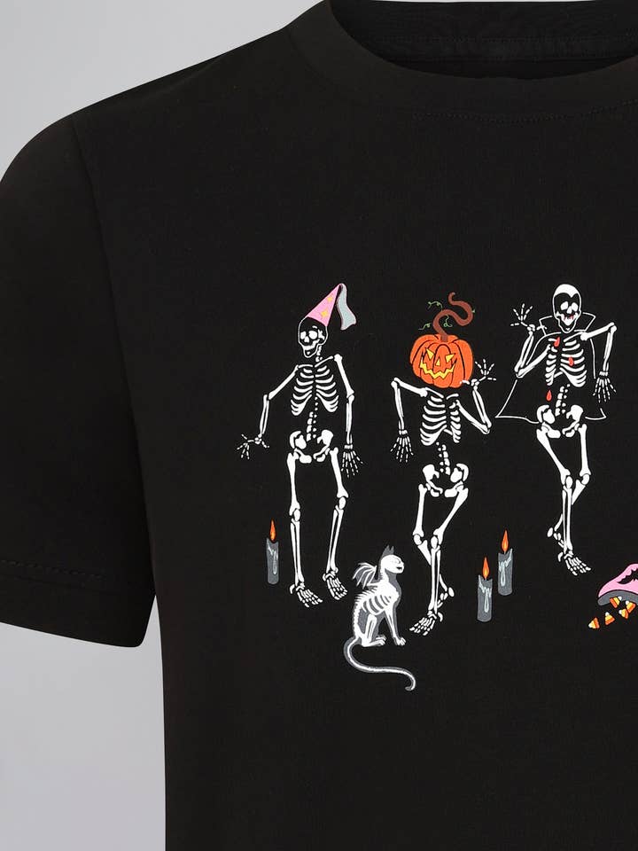 BLACK Skeleton Boo-gie T-Shirt for wholesale on Faire5