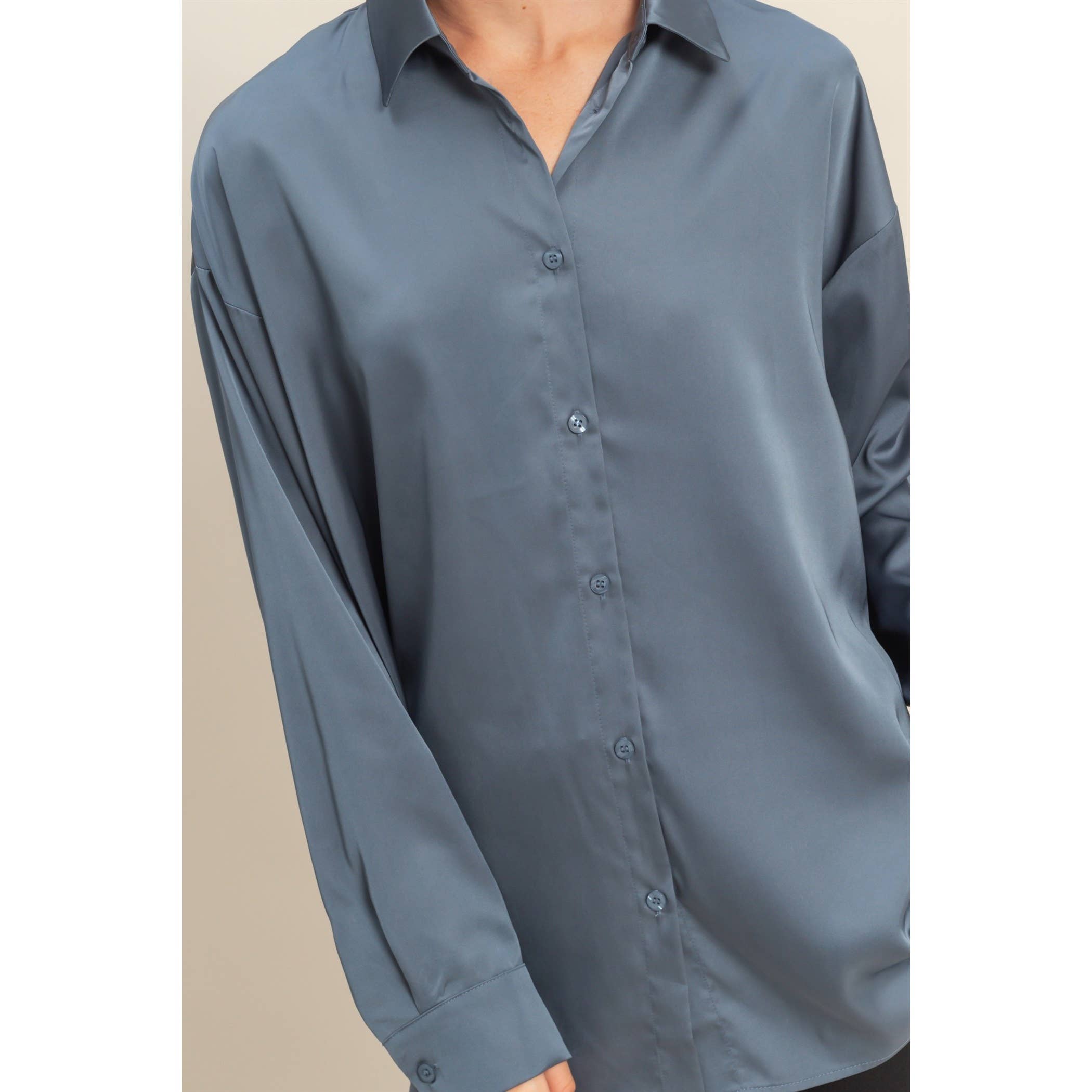 HYFVE - Venta al por mayor Blusa - Mujer - Camisa de satén de manga larga y corte holgado30