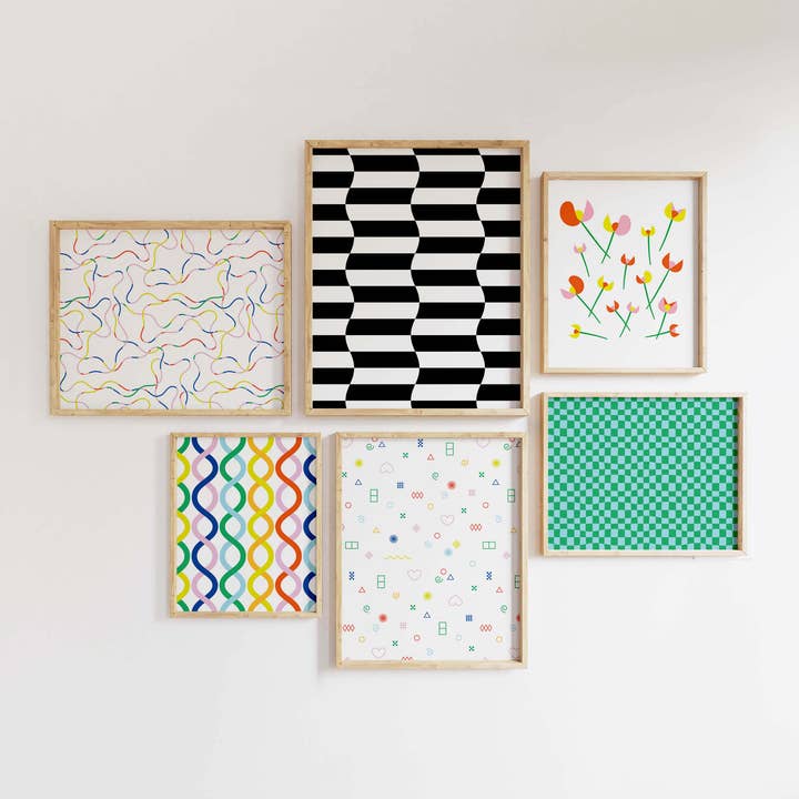 My Darlin' - Wholesale Art Print - Striple Double • Black and White Wavy Checker Op Art Print2