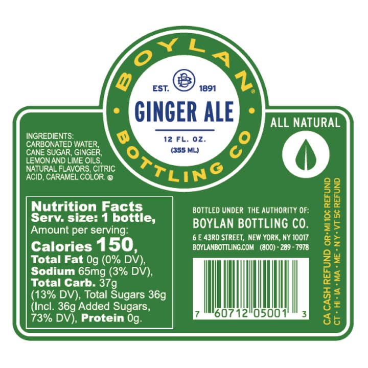Boylan Bottling Company - Wholesale Soda/Carbonated Drink - Ginger Ale - 24 Pack1