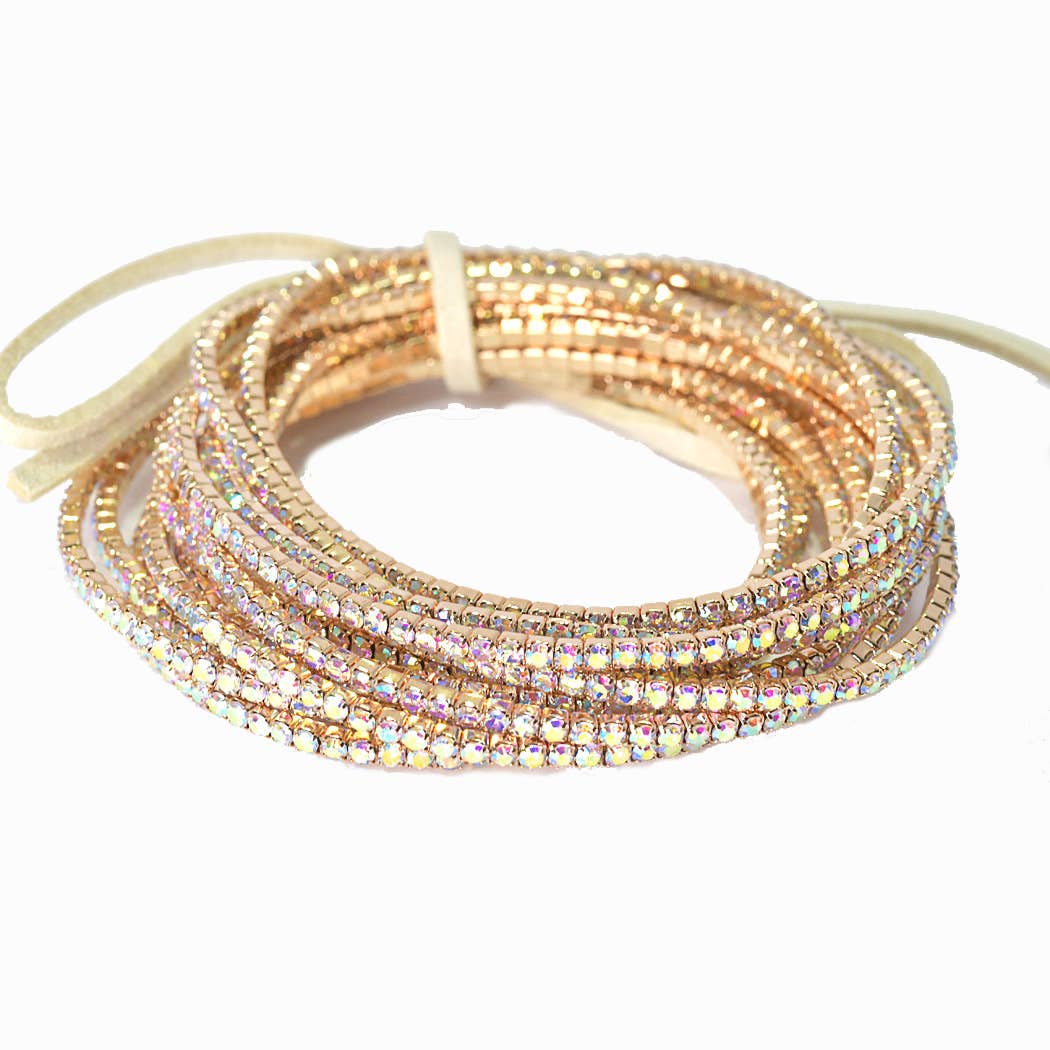 SOPHIA WHOLESALE - Wholesale Jewelry Set - Pave rhinestone multi layered stretch bracelet set9