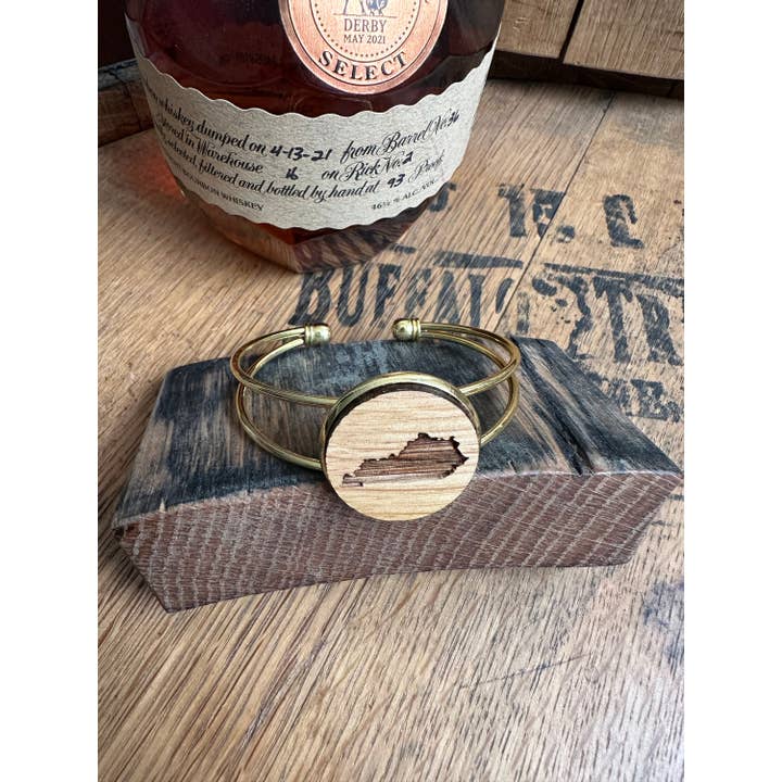 TWWKY - Wholesale Cuff Bracelet - Kentucky Bourbon Barrel Gold Cuff Bracelet10