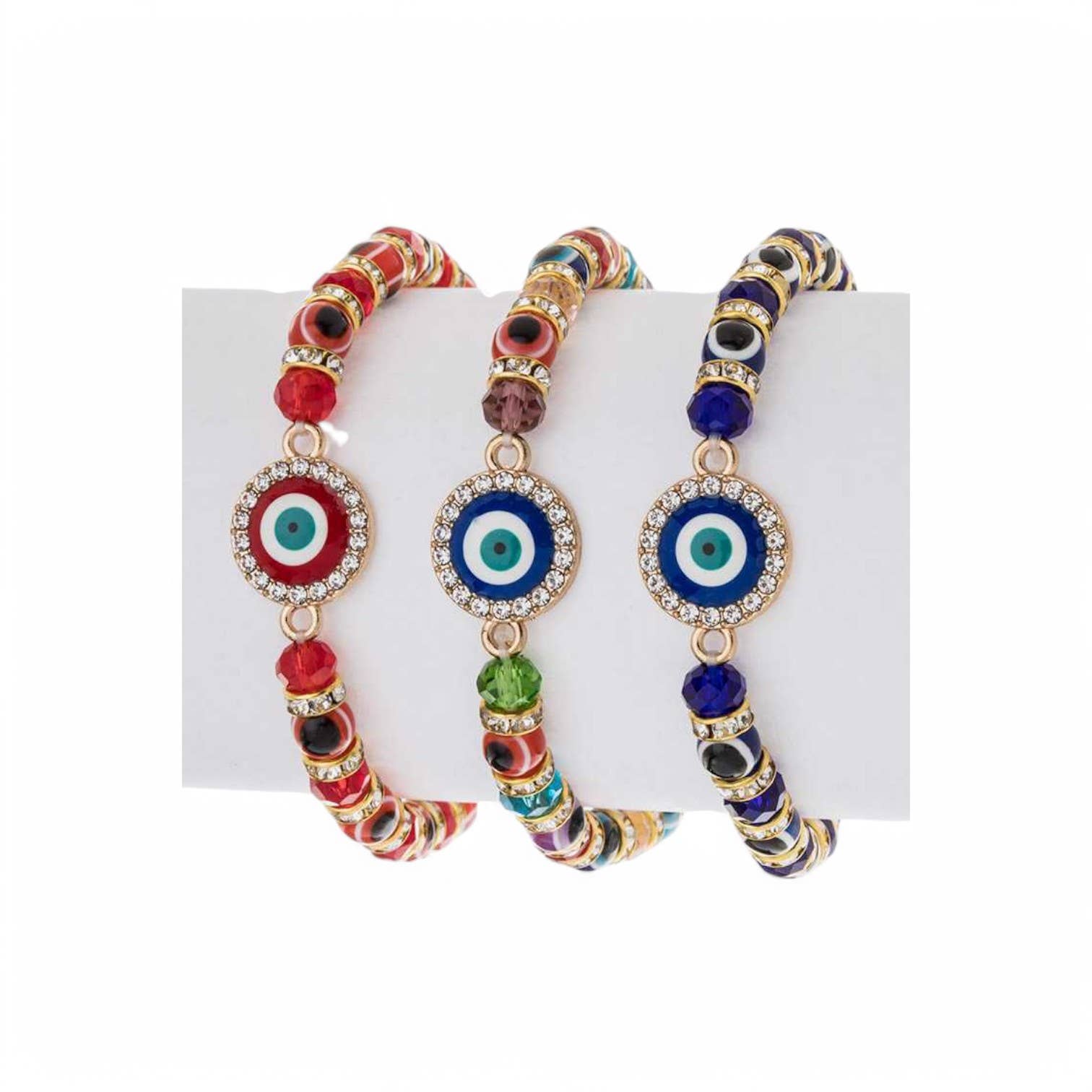 LA Jewelry Plaza - Vendita all'ingrosso Bracciale con perline - Set di bracciali elasticizzati Evil Eye Stone0