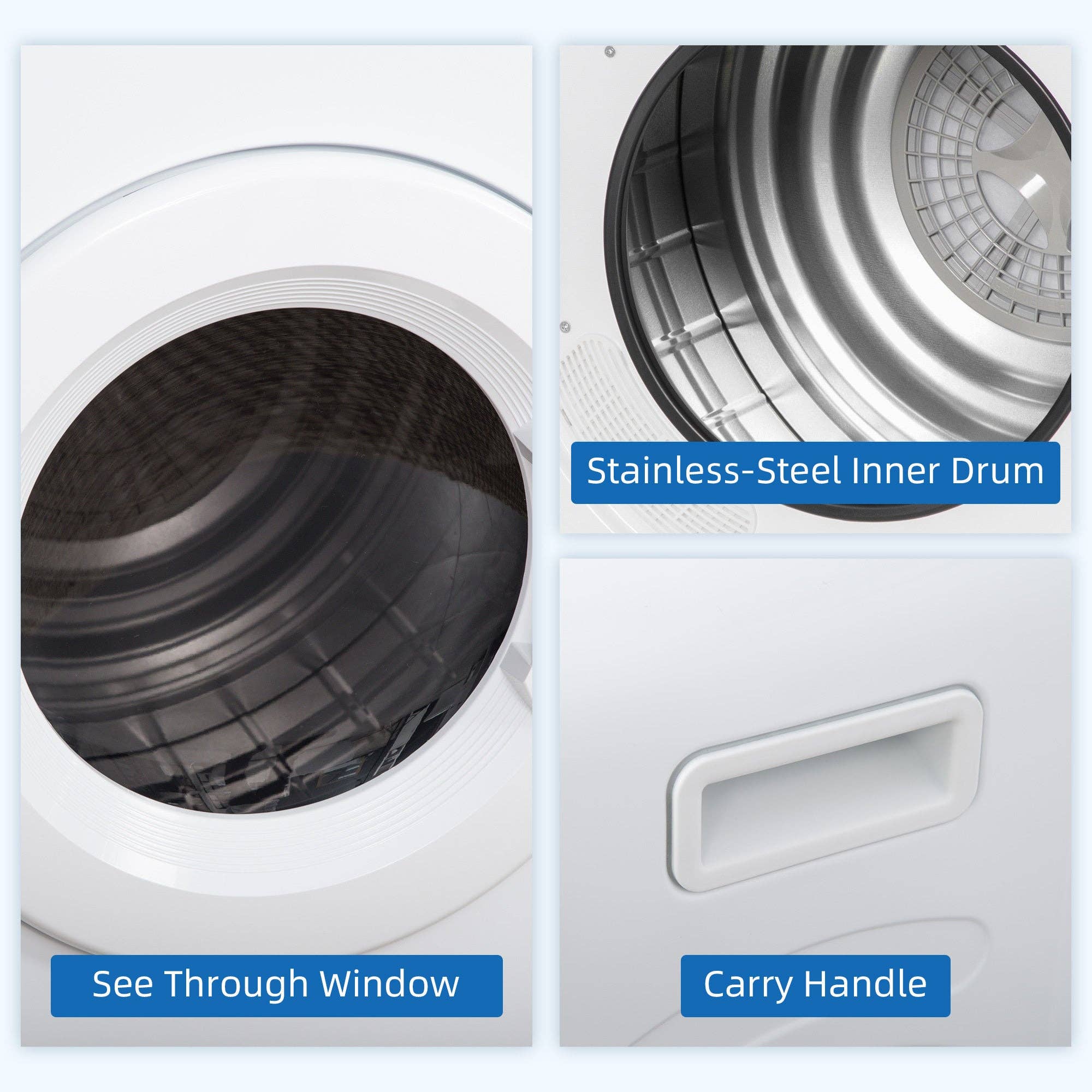 39F Inc. - Wholesale Kitchen Appliance - 3.2 cu.ft Portable Dryer - 1300W, Stainless Steel4