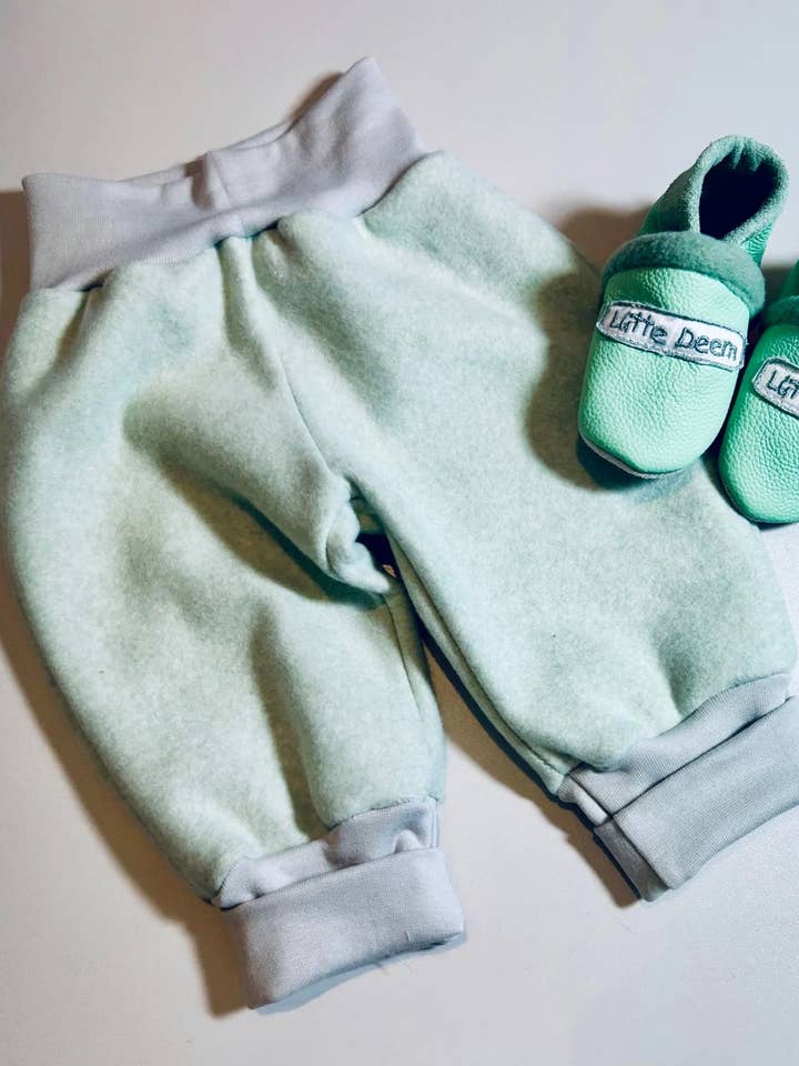 Baby & Toddler Fleece Pants – Mint, Handmade for wholesale by Küstenfieber®