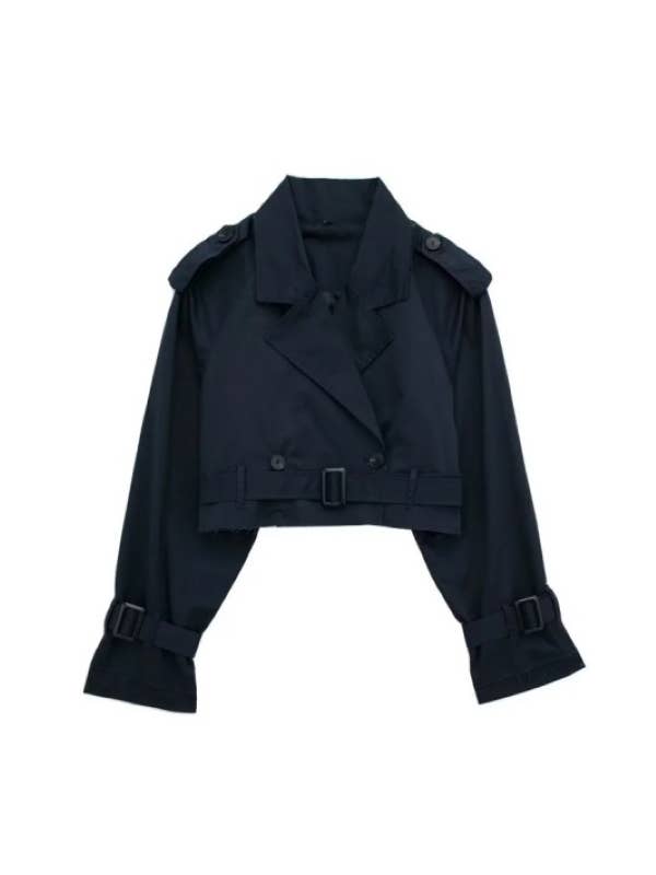 1 Fashion - Wholesale Jacket - Women's - Cropped Belted Trench Jacket6