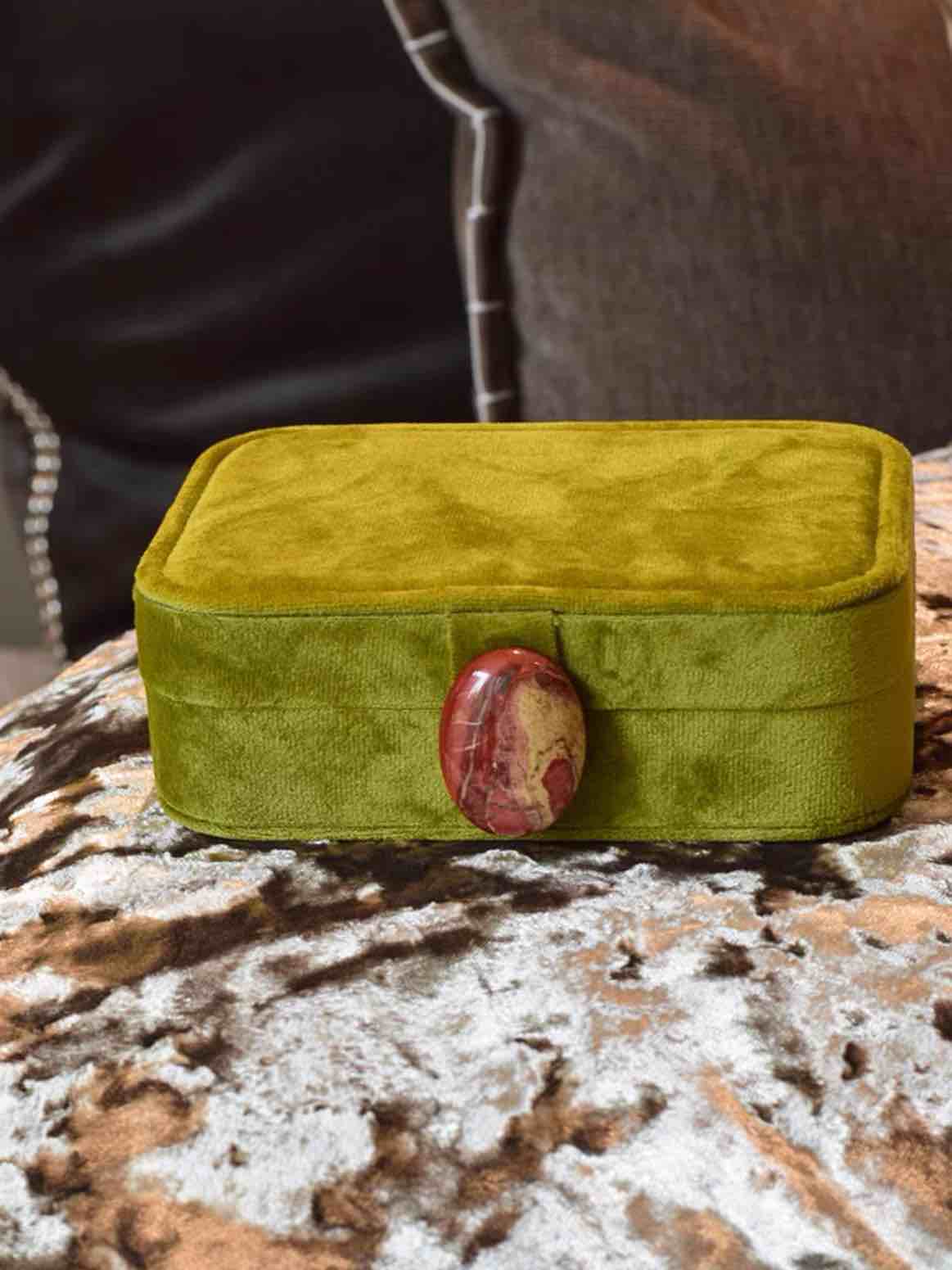INSPECIAL HOME - Wholesale Jewelry Box/Organizer - Vintage Pebble Velvet Jewellery Box Accessory Storage Case 0