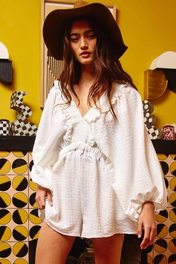 BUCKETLIST INC - Wholesale Romper - Women's - R5268 Ruffled Solid Woven Romper11