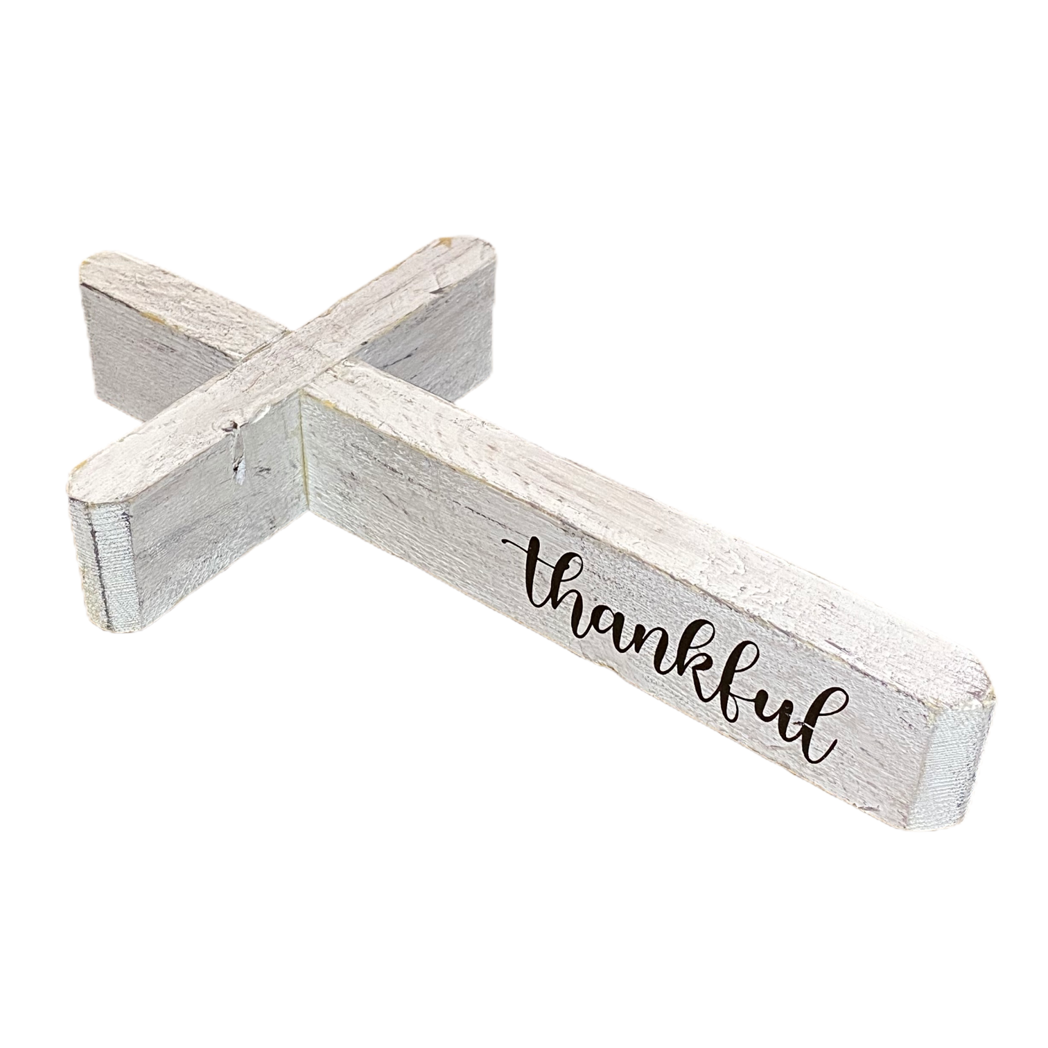 Joshua Jar - Venta al por mayor Carteles de escritorio/mesa - Cruz Rústica – Agradecido (Acabado Blanco)2