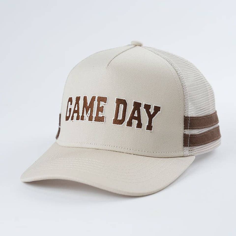 Trendy Tee Co. - Wholesale Trucker Hat - Women's - Embroidered Game Day Double Stripe Trucker Hat8