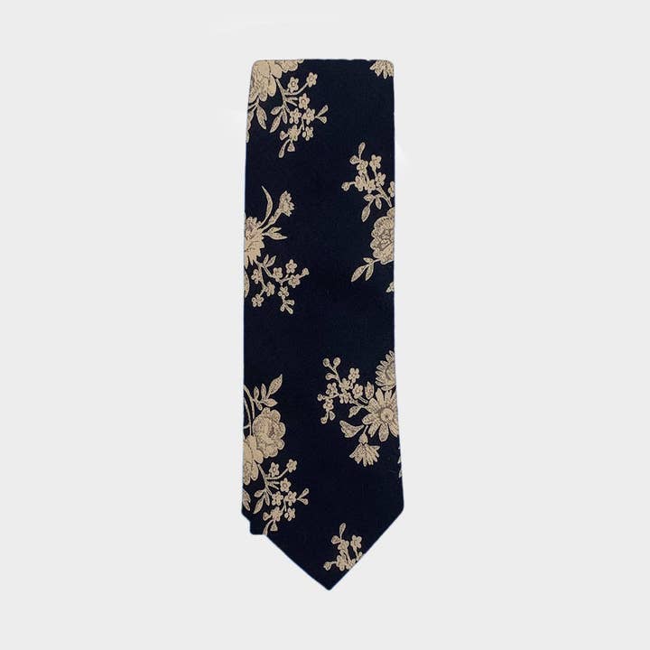 Baldwin Navy Blue Floral Men's Necktie for wholesale by Frank & Buck