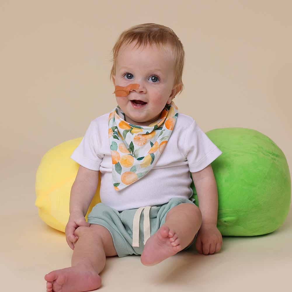 Snuggle Hunny – wholesale Bandana bib – Citrus Squeeze Organic Dribble Bib4