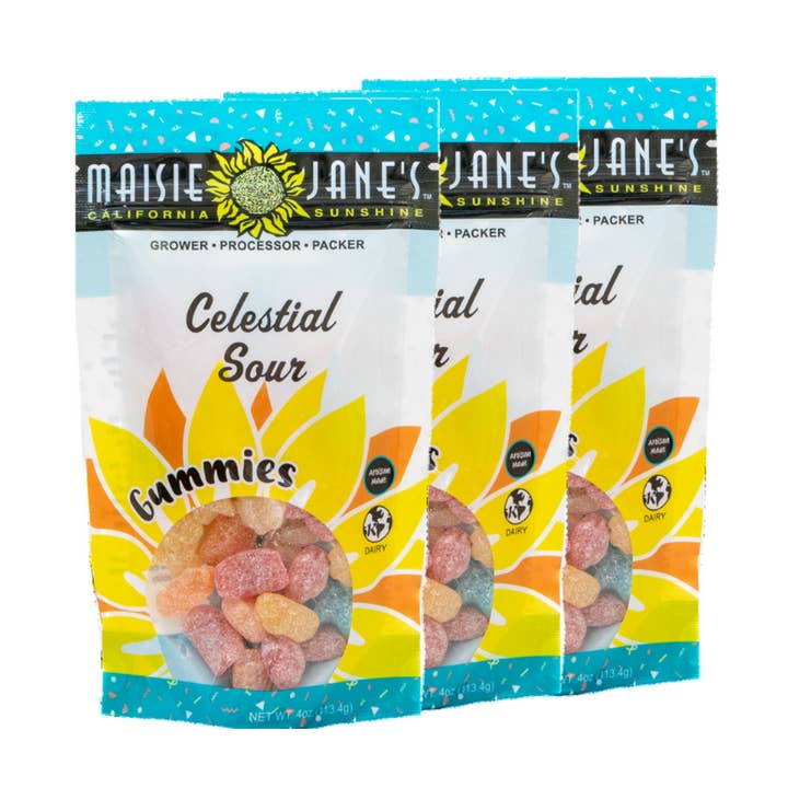 Celestial Sour Gummies - 4 oz Reclosable pouch for wholesale by Maisie Jane’s