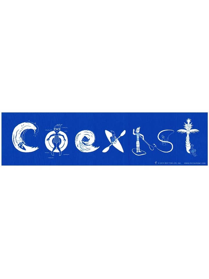 Autocollant Zest for Life Coexist Beach Sports Taille L 11,5 pouces pour la vente par Sunshine Joy
