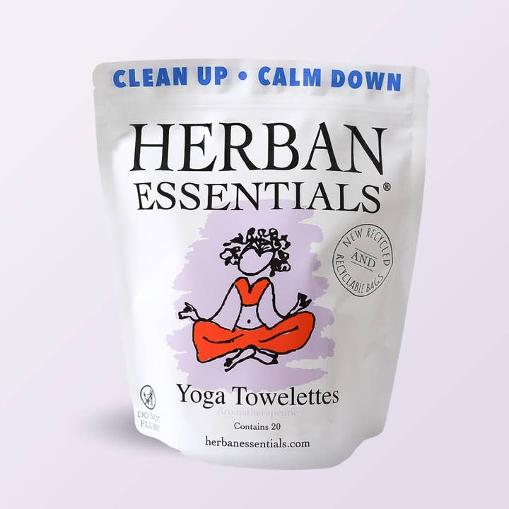 Yoga Towelettes - 20 Individual Essential Oil Wipes for wholesale by Herban Essentials