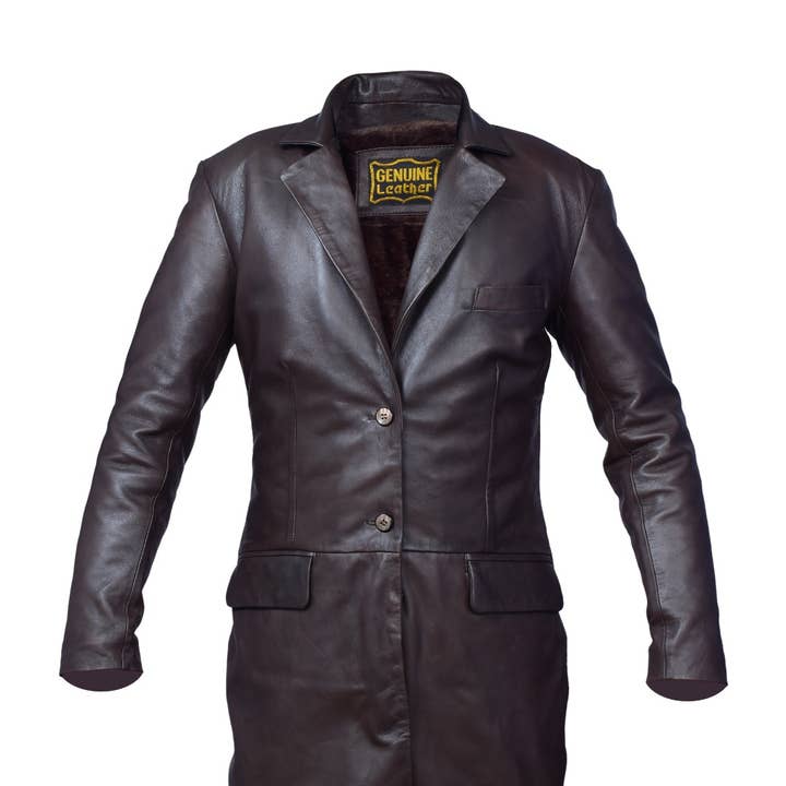 Sustainable Sophistication: Men's Long Leather Coat for wholesale by TA Impex
