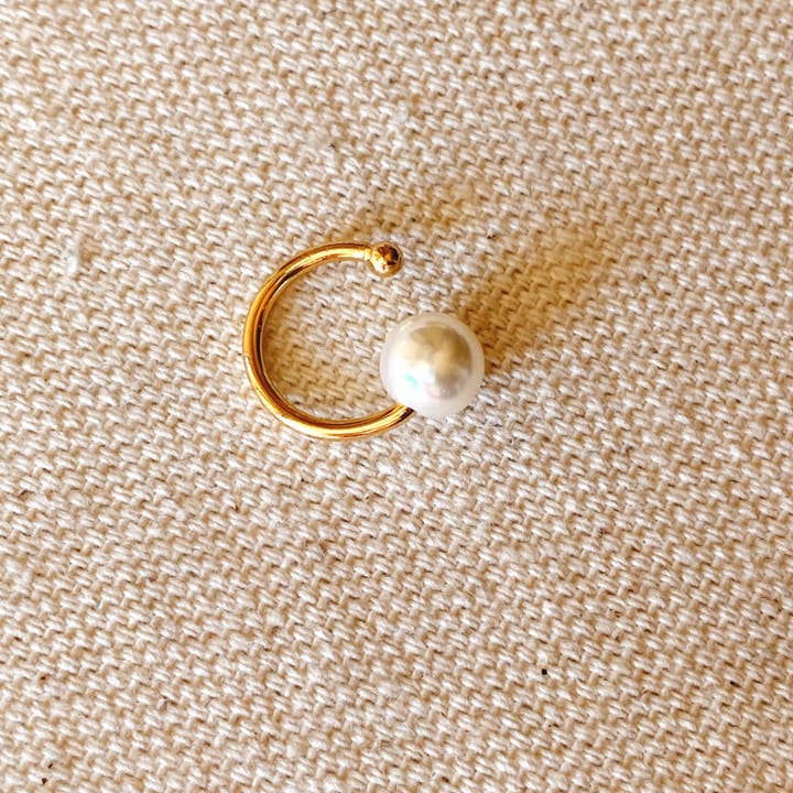 Delicate Pearl Ear Cuff in 18k Gold Filled for wholesale by GoldFi