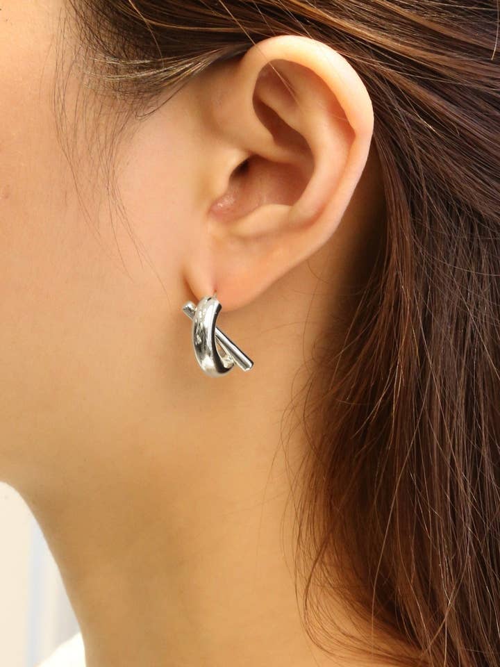 SJE310410 14K Dipped Criss Cross Post Earrings for wholesale by MiMi Wholesale