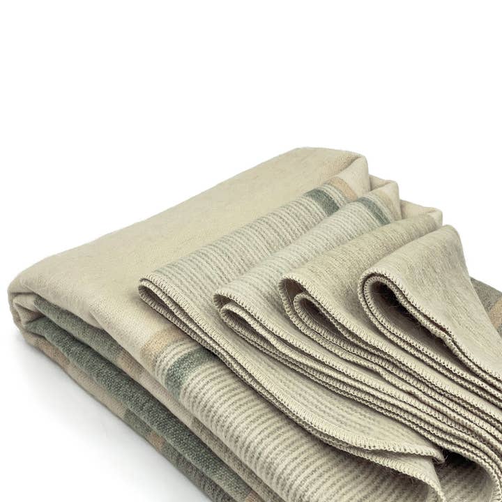 Deleg - Baby Alpaca Wool Throw Blanket / Sofa Cover - Queen 93 x 66 - natural colored stripes pattern for wholesale by ECUALAMA