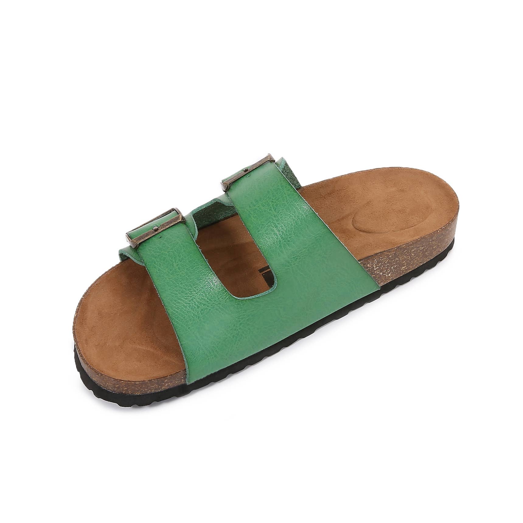 Shop Lev - Wholesale Sandaal - Dames - Sandalen met dubbele kunstleren riem en haak van zacht kurk5