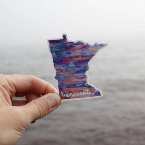 Minnesota Purple Rain State Sticker for wholesale by Roam Wild Designs